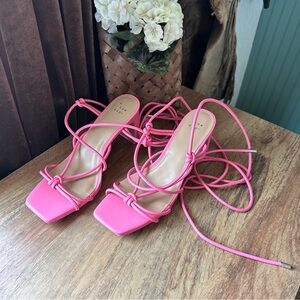 Pink Lace Up Heels